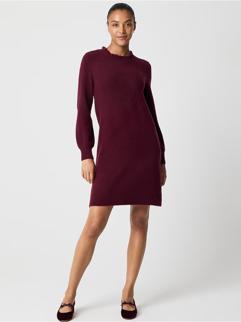 J.Crew Factory Ruffleneck Sweater-Dress in Extra-Soft Yarn Size Large